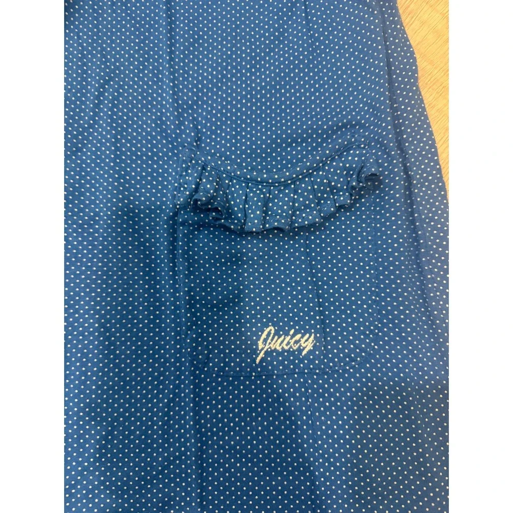 Vintage Juicy Couture Blue Polka Dot Ruffle Shift Dress - Size 12 (Girls/Junior)